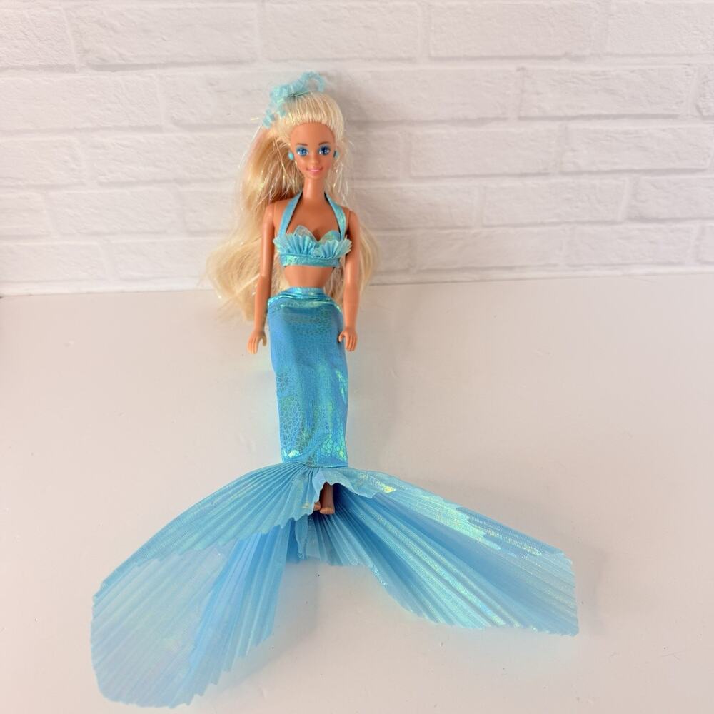 Vintage Mattel Barbie Mermaid Doll 1434 Blonde Rainbow Hair Superstar 1991
